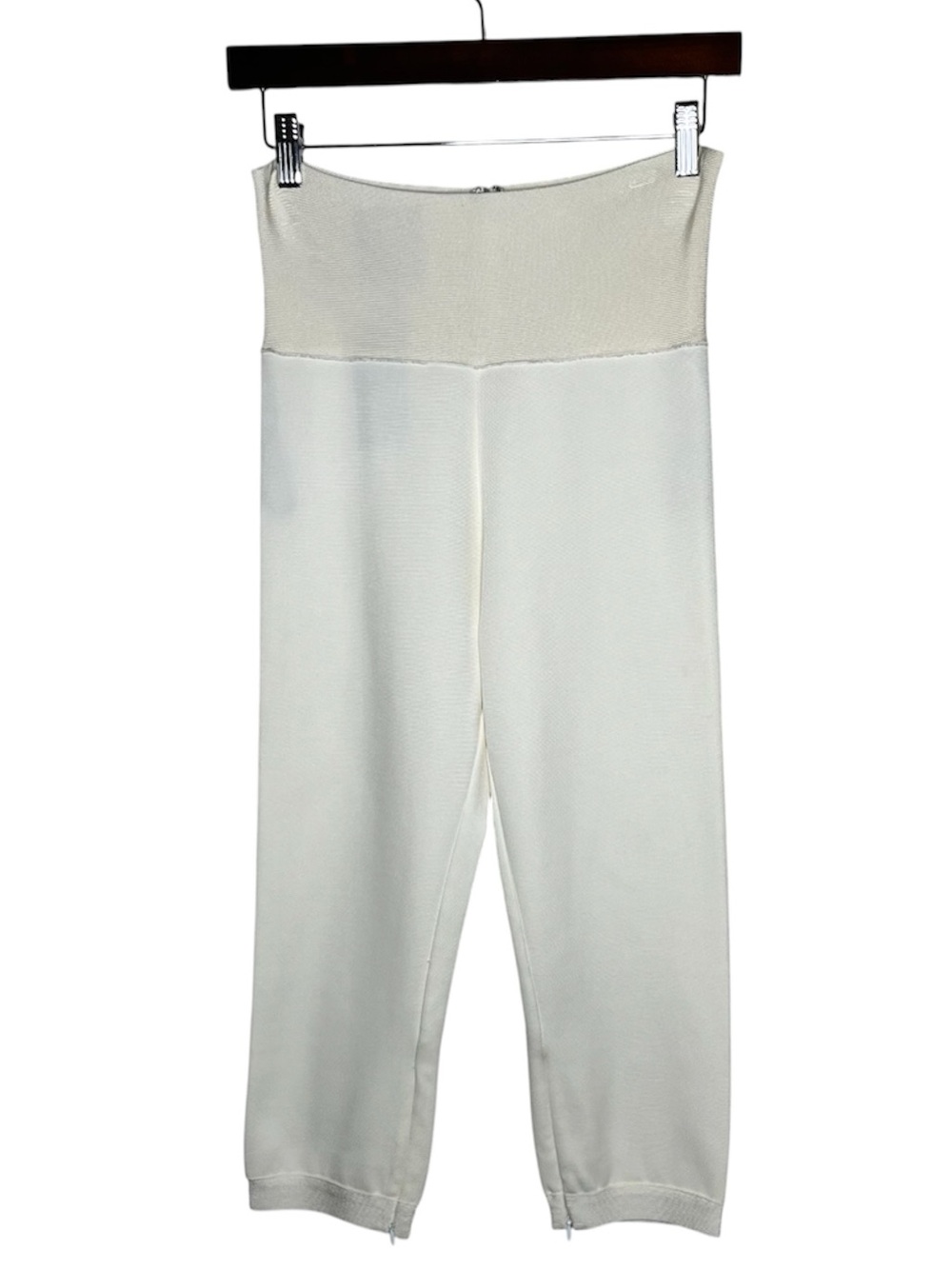 NEW Herve Leger White High Waist Fitted Capri Legging Pants Pinup Banded Waist